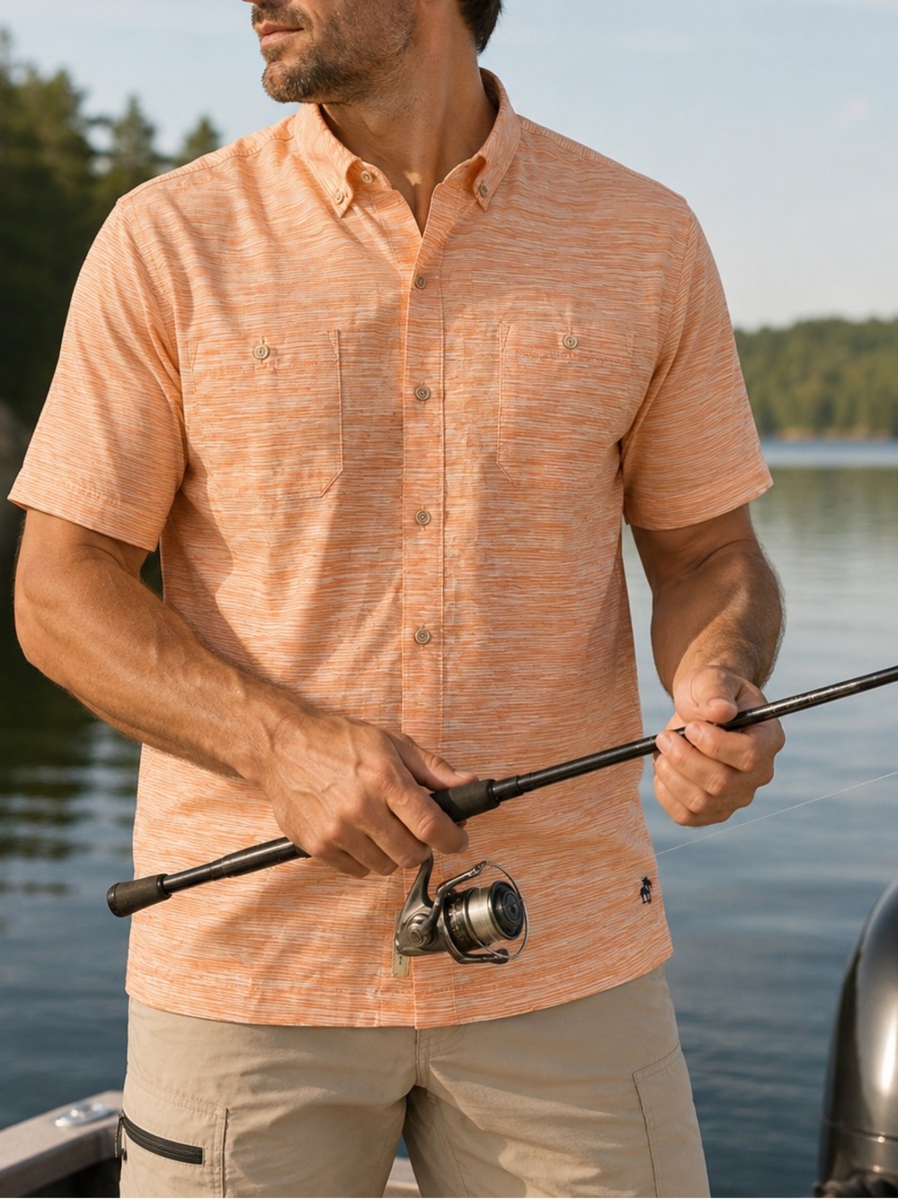 Caribbean Joe Island Supply Co Fishing Shirt 3XL Peach Button Up